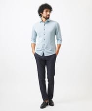 MNBGC60200 MICHEL KLEIN HOMME(ミッシェルクラン オム) 《日本製》ストレッチラッセル七分袖シャツ エメラルドグリーン