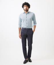 MNBGC60200 MICHEL KLEIN HOMME(ミッシェルクラン オム) 《日本製》ストレッチラッセル七分袖シャツ エメラルドグリーン