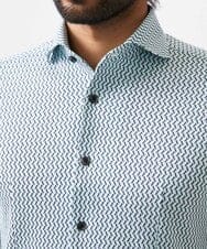 MNBGC60200 MICHEL KLEIN HOMME(ミッシェルクラン オム) 《日本製》ストレッチラッセル七分袖シャツ エメラルドグリーン