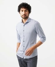 MNBGC60200 MICHEL KLEIN HOMME(ミッシェルクラン オム) 《日本製》ストレッチラッセル七分袖シャツ ライトブルー