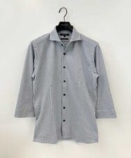 MNBGC60200 MICHEL KLEIN HOMME(ミッシェルクラン オム) 《日本製》ストレッチラッセル七分袖シャツ ライトブルー