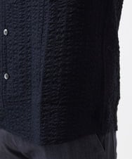 MNBGC67230 MICHEL KLEIN HOMME(ミッシェルクラン オム) リップルストライプ七分袖シャツ ネイビー