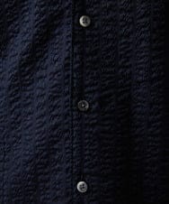 MNBGC67230 MICHEL KLEIN HOMME(ミッシェルクラン オム) リップルストライプ七分袖シャツ ネイビー