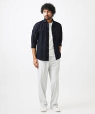 MNBGC67230 MICHEL KLEIN HOMME(ミッシェルクラン オム) リップルストライプ七分袖シャツ ネイビー
