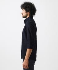 MNBGC67230 MICHEL KLEIN HOMME(ミッシェルクラン オム) リップルストライプ七分袖シャツ ネイビー