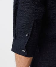 MNBGC67230 MICHEL KLEIN HOMME(ミッシェルクラン オム) リップルストライプ七分袖シャツ ネイビー
