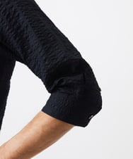 MNBGC67230 MICHEL KLEIN HOMME(ミッシェルクラン オム) リップルストライプ七分袖シャツ ネイビー