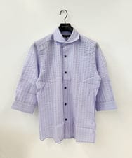 MNBGC67230 MICHEL KLEIN HOMME(ミッシェルクラン オム) リップルストライプ七分袖シャツ ラベンダー