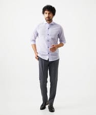 MNBGC67230 MICHEL KLEIN HOMME(ミッシェルクラン オム) リップルストライプ七分袖シャツ ラベンダー