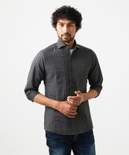 MNBGC67230 MICHEL KLEIN HOMME(ミッシェルクラン オム) リップルストライプ七分袖シャツ ダークグレー