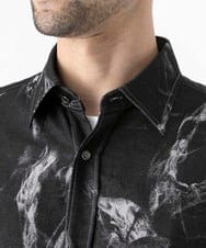 MNBGD51290 MICHEL KLEIN HOMME(ミッシェルクラン オム) スモーク柄長袖シャツ ブラック