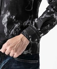 MNBGD51290 MICHEL KLEIN HOMME(ミッシェルクラン オム) スモーク柄長袖シャツ ブラック