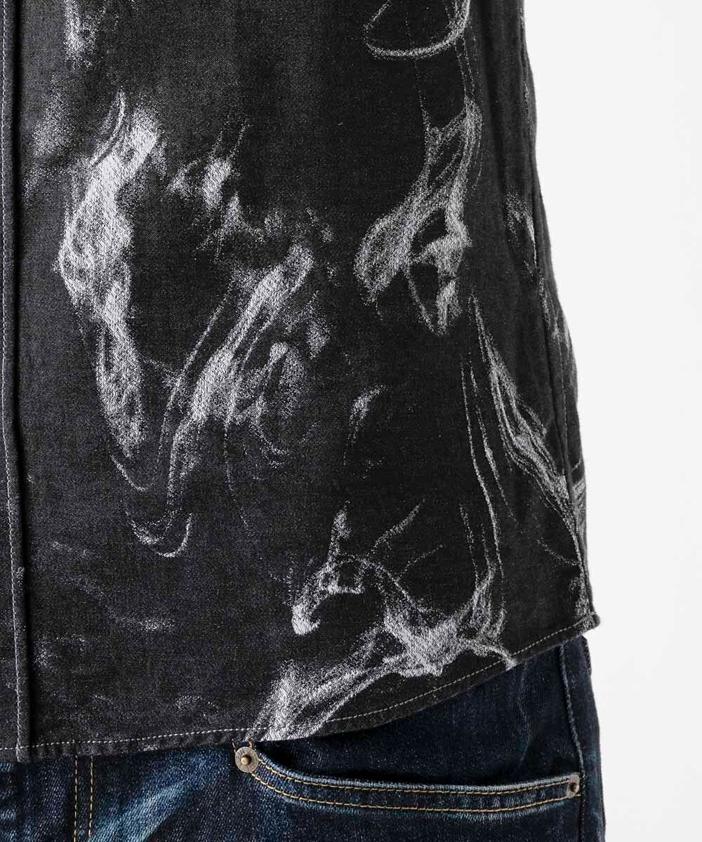 MNBGD51290 MICHEL KLEIN HOMME(ミッシェルクラン オム) スモーク柄長袖シャツ ブラック