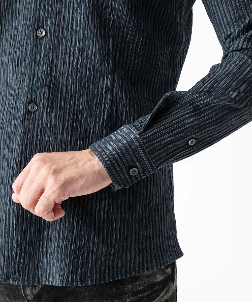 MNBGD52250 MICHEL KLEIN HOMME(ミッシェルクラン オム) ジャージストライプ長袖シャツ ネイビー