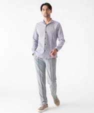 MNBGD52250 MICHEL KLEIN HOMME(ミッシェルクラン オム) ジャージストライプ長袖シャツ ラベンダー