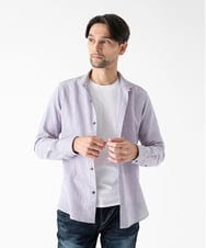 MNBGD52250 MICHEL KLEIN HOMME(ミッシェルクラン オム) ジャージストライプ長袖シャツ ラベンダー