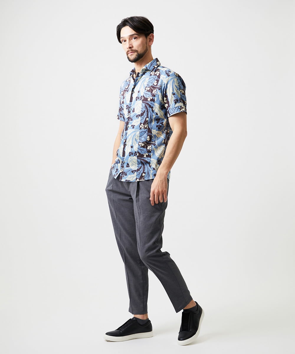 MNBGD58270 MICHEL KLEIN HOMME(ミッシェルクラン オム) 《日本製》総柄半袖シャツ ライトブルー