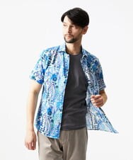 MNBGD58270 MICHEL KLEIN HOMME(ミッシェルクラン オム) 《日本製》総柄半袖シャツ ブルー