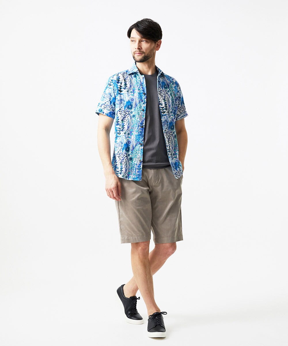 MNBGD58270 MICHEL KLEIN HOMME(ミッシェルクラン オム) 《日本製》総柄半袖シャツ ブルー