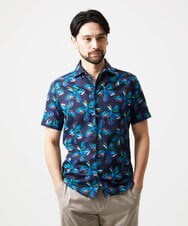 MNBGD58270 MICHEL KLEIN HOMME(ミッシェルクラン オム) 《日本製》総柄半袖シャツ ネイビー