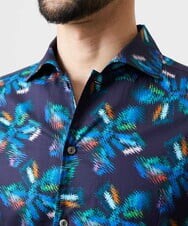 MNBGD58270 MICHEL KLEIN HOMME(ミッシェルクラン オム) 《日本製》総柄半袖シャツ ネイビー
