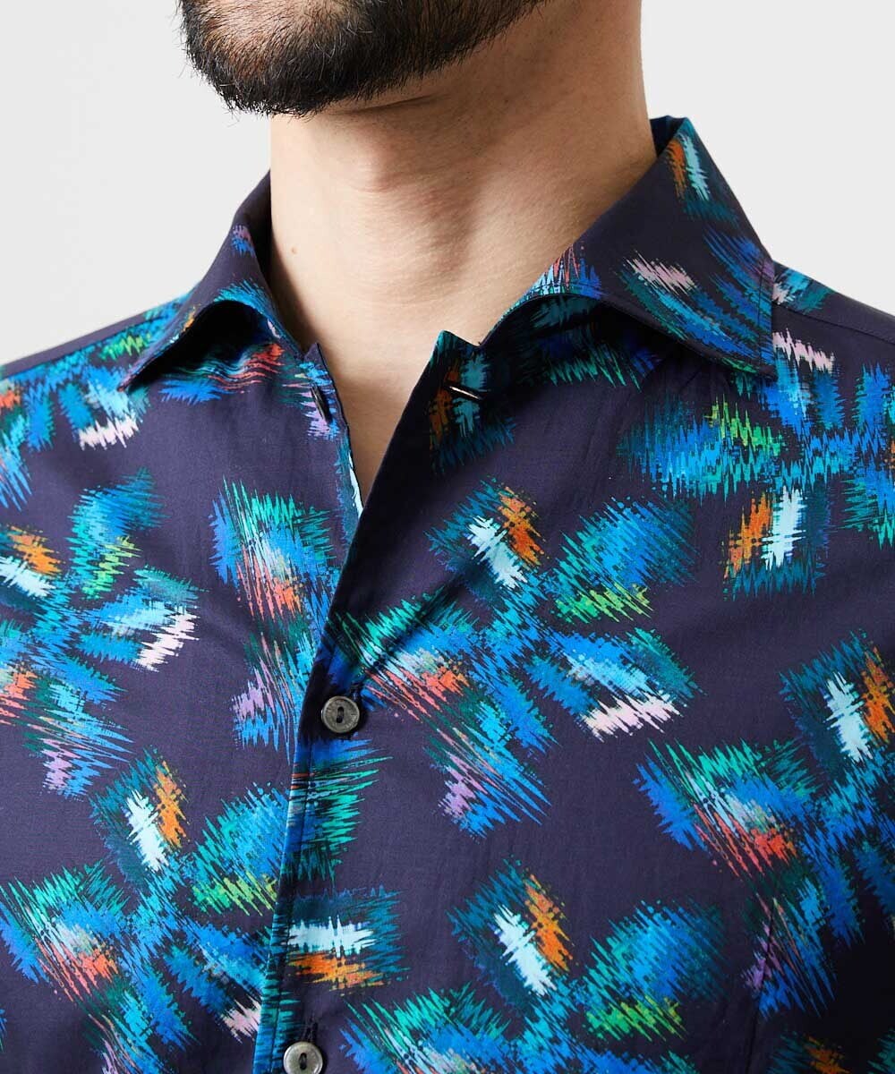 MNBGD58270 MICHEL KLEIN HOMME(ミッシェルクラン オム) 《日本製》総柄半袖シャツ ネイビー