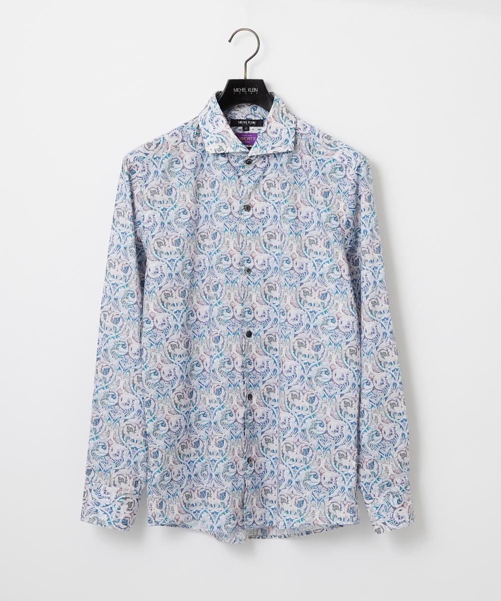 MNBGD60290 MICHEL KLEIN HOMME(ミッシェルクラン オム) 《日本製》総柄長袖シャツ ライトブルー