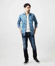 MNBGD60290 MICHEL KLEIN HOMME(ミッシェルクラン オム) 《日本製》総柄長袖シャツ ブルー