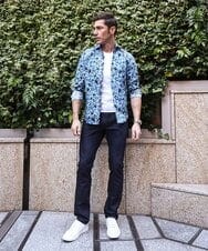 MNBGD60290 MICHEL KLEIN HOMME(ミッシェルクラン オム) 《日本製》総柄長袖シャツ ブルー