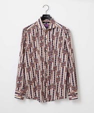 MNBGD60290 MICHEL KLEIN HOMME(ミッシェルクラン オム) 《日本製》総柄長袖シャツ ベージュ