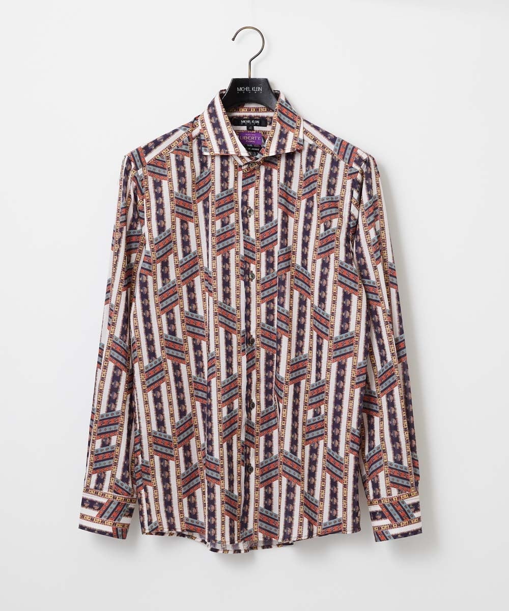 MNBGD60290 MICHEL KLEIN HOMME(ミッシェルクラン オム) 《日本製》総柄長袖シャツ ベージュ