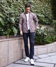 MNBGD60290 MICHEL KLEIN HOMME(ミッシェルクラン オム) 《日本製》総柄長袖シャツ ベージュ