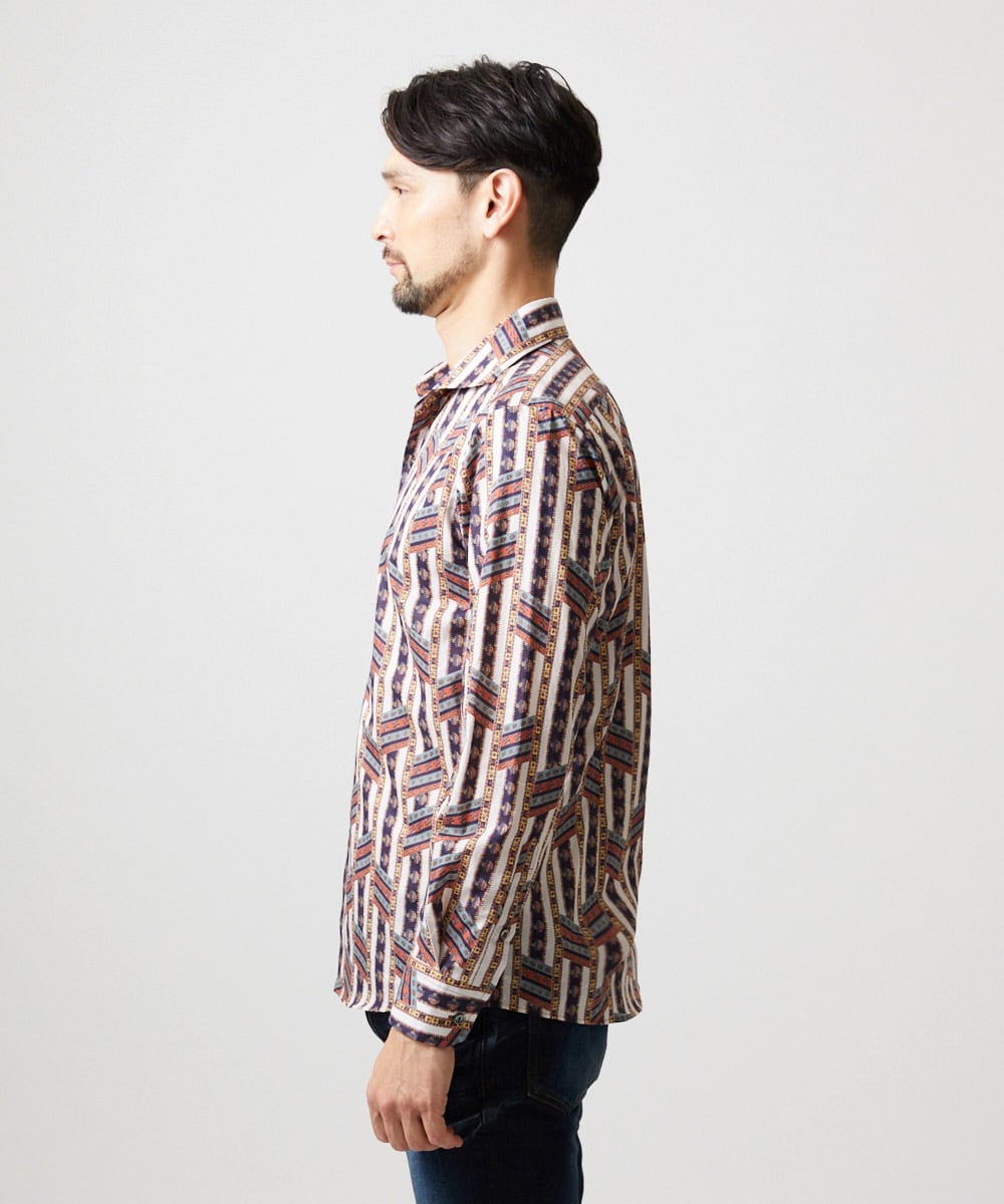 MNBGD60290 MICHEL KLEIN HOMME(ミッシェルクラン オム) 《日本製》総柄長袖シャツ ベージュ