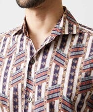 MNBGD60290 MICHEL KLEIN HOMME(ミッシェルクラン オム) 《日本製》総柄長袖シャツ ベージュ