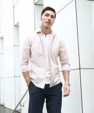 MNBGF53230 MICHEL KLEIN HOMME(ミッシェルクラン オム) コットンウェーブ長袖シャツ ピンク