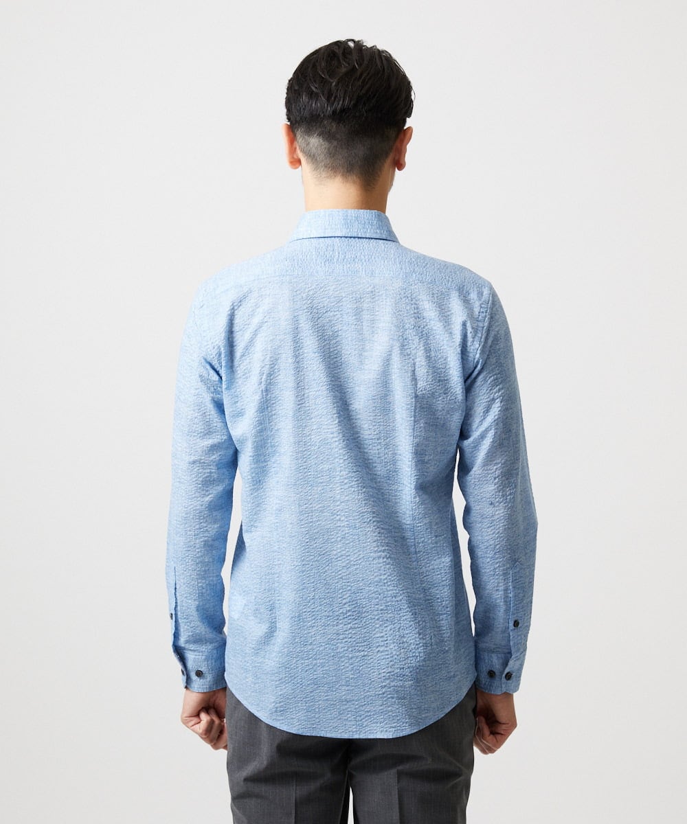 MNBGF53230 MICHEL KLEIN HOMME(ミッシェルクラン オム) コットンウェーブ長袖シャツ ライトブルー