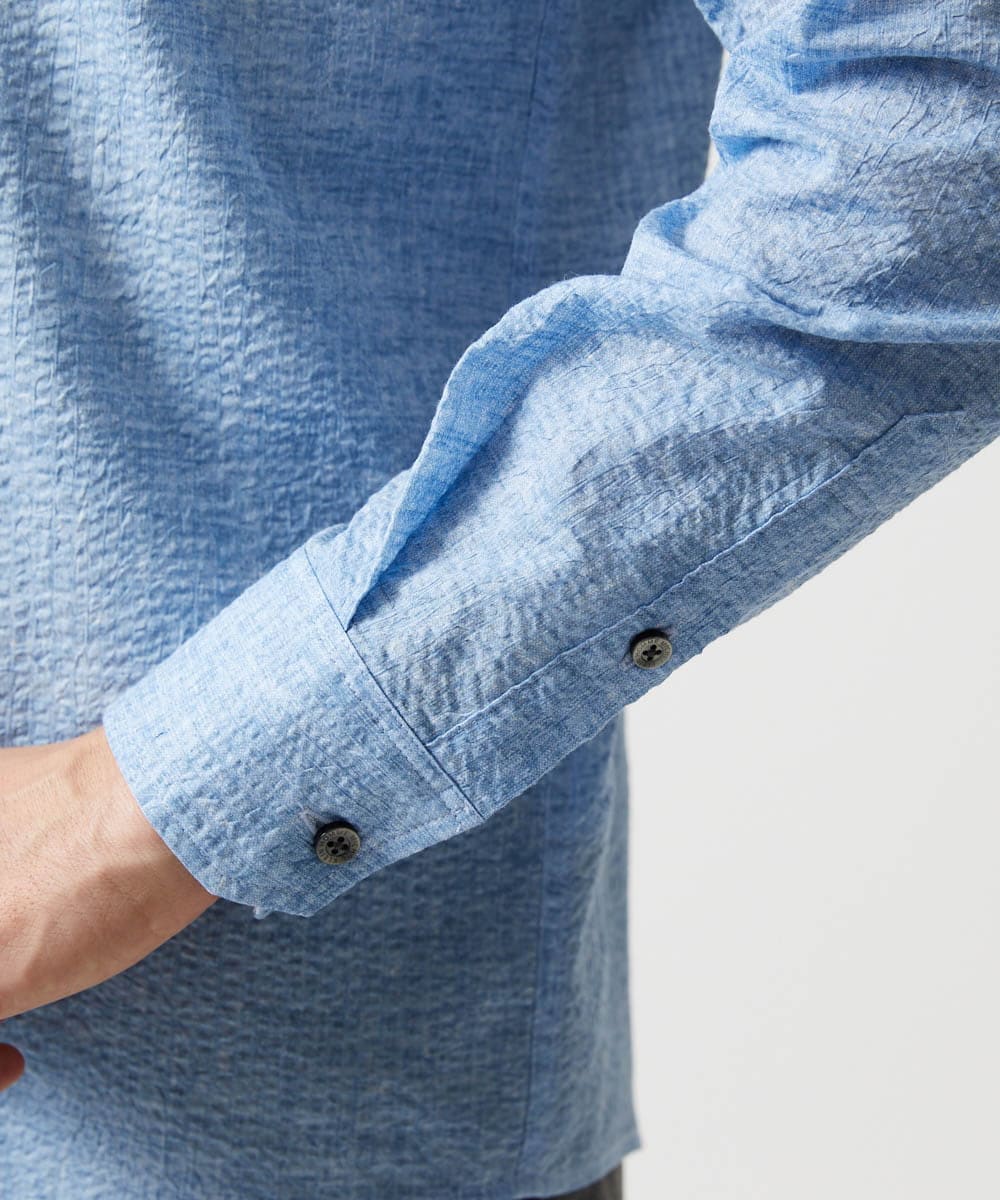 MNBGF53230 MICHEL KLEIN HOMME(ミッシェルクラン オム) コットンウェーブ長袖シャツ ライトブルー