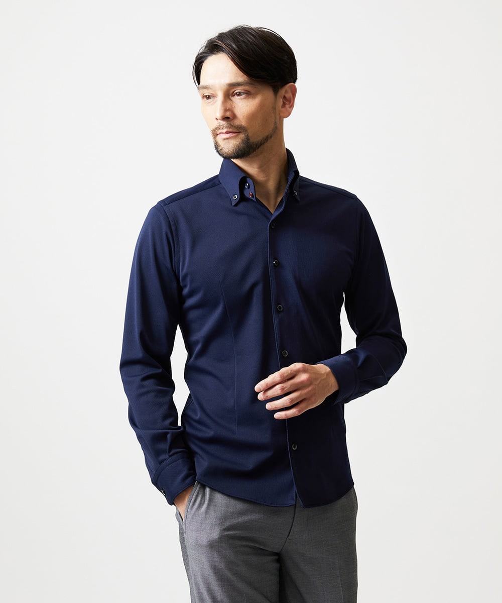 MNBGF55200 MICHEL KLEIN HOMME(ミッシェルクラン オム) 《日本製》ボタンダウン長袖シャツ ネイビー