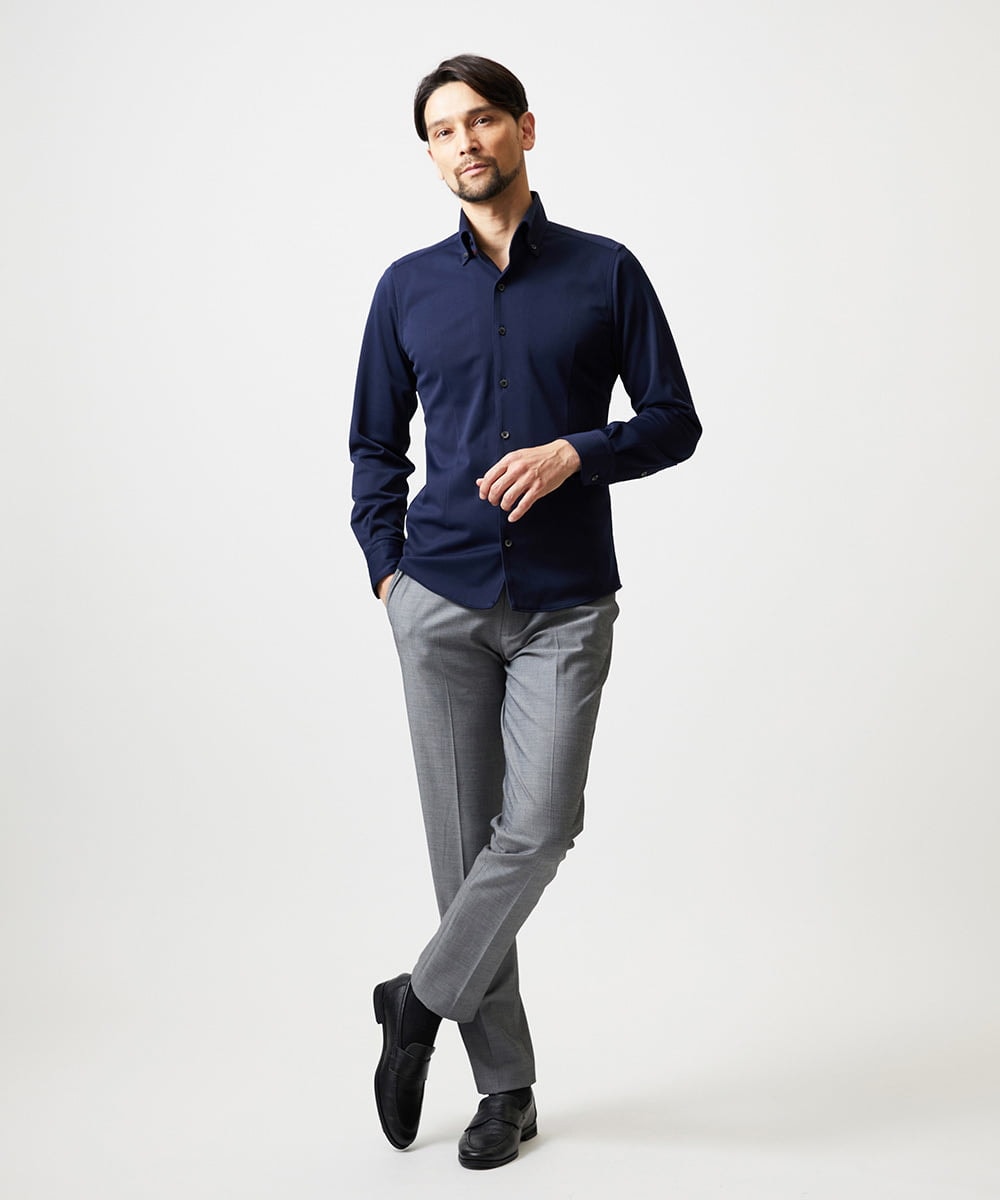 MNBGF55200 MICHEL KLEIN HOMME(ミッシェルクラン オム) 《日本製》ボタンダウン長袖シャツ ネイビー