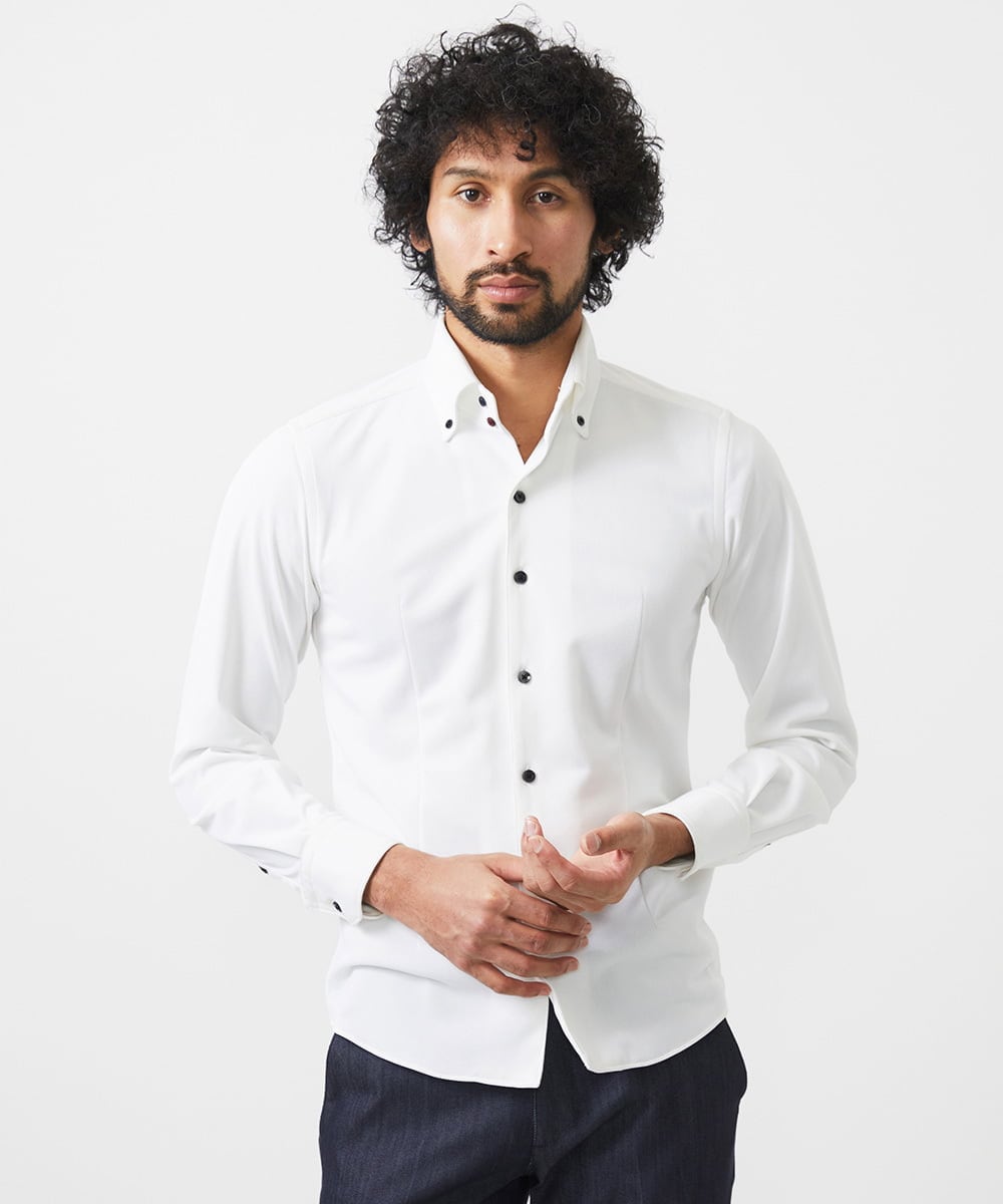 MNBGF55200 MICHEL KLEIN HOMME(ミッシェルクラン オム) 《日本製》ボタンダウン長袖シャツ ホワイト