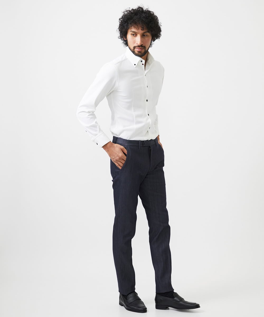 MNBGF55200 MICHEL KLEIN HOMME(ミッシェルクラン オム) 《日本製》ボタンダウン長袖シャツ ホワイト