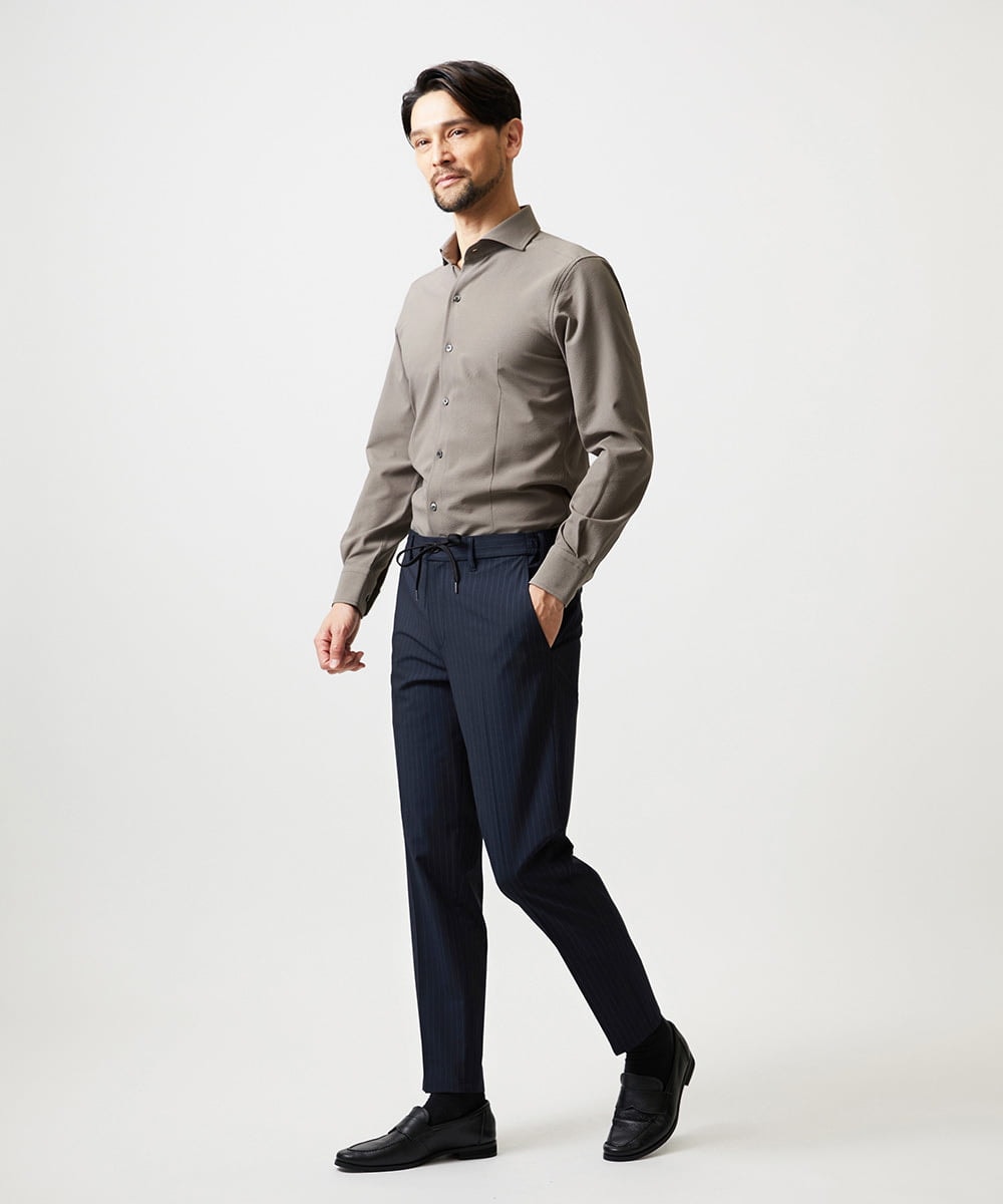 MNBGF56210 MICHEL KLEIN HOMME(ミッシェルクラン オム) ストレッチサッカー長袖シャツ ベージュ