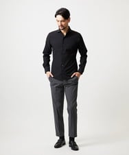 MNBGF56210 MICHEL KLEIN HOMME(ミッシェルクラン オム) ストレッチサッカー長袖シャツ ブラック