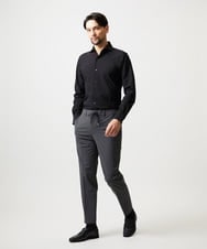 MNBGF56210 MICHEL KLEIN HOMME(ミッシェルクラン オム) ストレッチサッカー長袖シャツ ブラック
