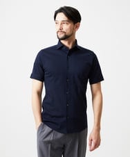 MNBGF65200 MICHEL KLEIN HOMME(ミッシェルクラン オム) 《日本製》ブロックイージーケア半袖シャツ ネイビー