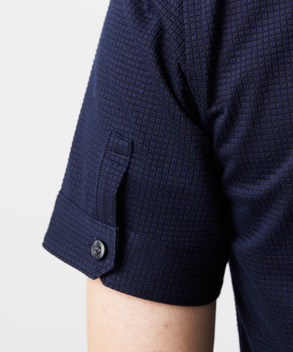 MNBGF65200 MICHEL KLEIN HOMME(ミッシェルクラン オム) 《日本製》ブロックイージーケア半袖シャツ ネイビー