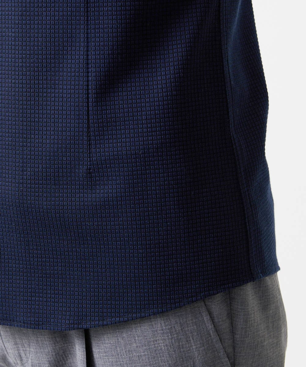 MNBGF65200 MICHEL KLEIN HOMME(ミッシェルクラン オム) 《日本製》ブロックイージーケア半袖シャツ ネイビー