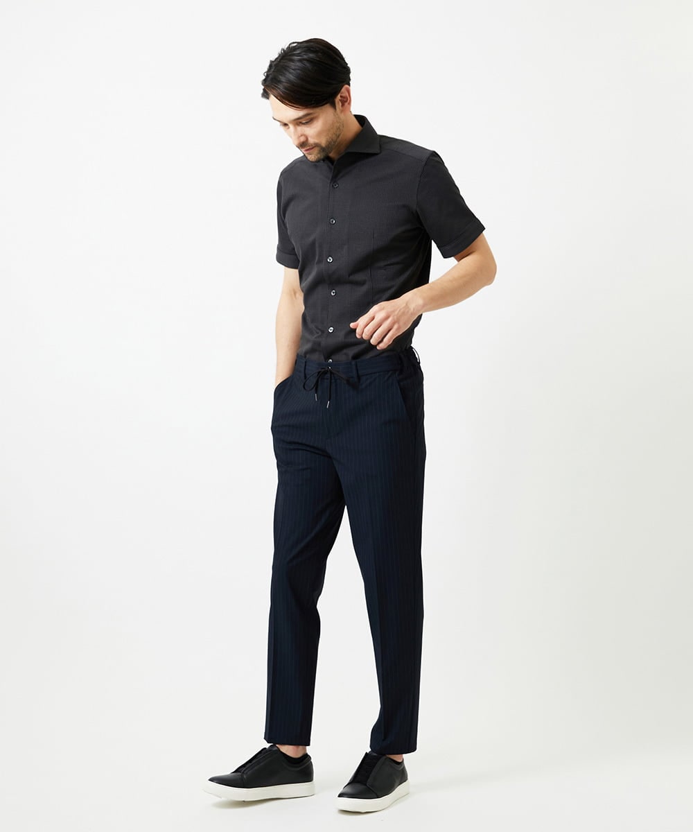 MNBGF65200 MICHEL KLEIN HOMME(ミッシェルクラン オム) 《日本製》ブロックイージーケア半袖シャツ ダークグレー