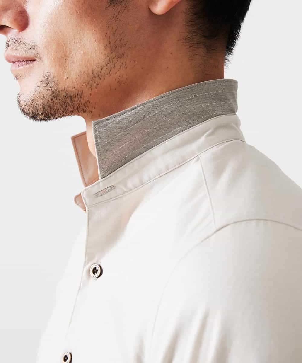 MNBGP32180 MICHEL KLEIN HOMME(ミッシェルクラン オム) スタンドカラ―シャツ ベージュ(82)