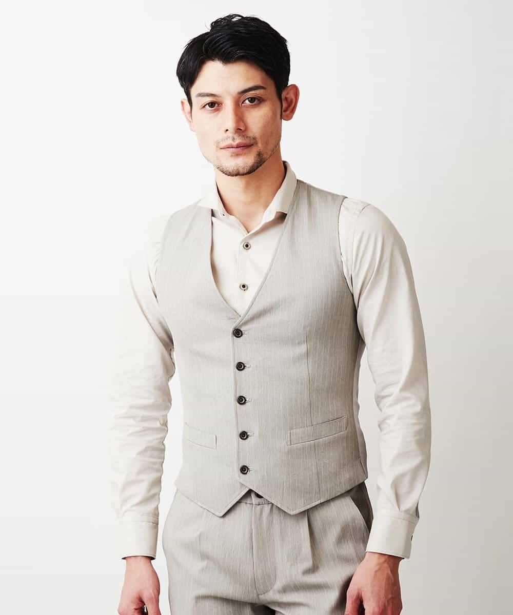 MNBGP32180 MICHEL KLEIN HOMME(ミッシェルクラン オム) スタンドカラ―シャツ ベージュ(82)